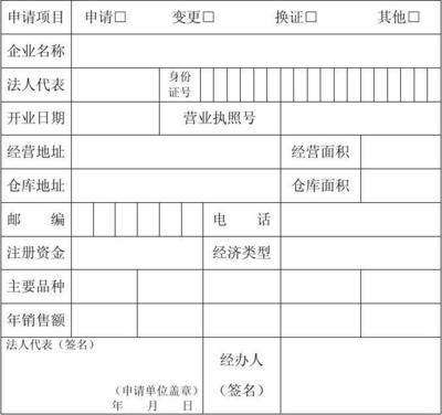 广东省酒类零售许可证申请表(最新版)